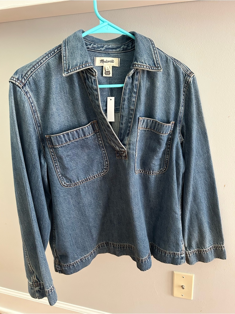 Madewell Blue Denim Popover Shirt NWT SZ Small